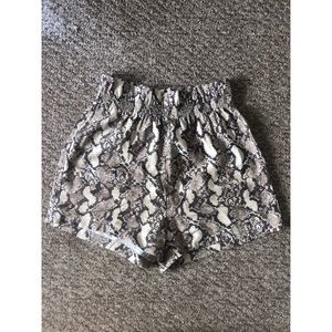 High rise snakeskin print shorts